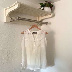 NWOT Cream Sheer Blouse with Attached Tank Top